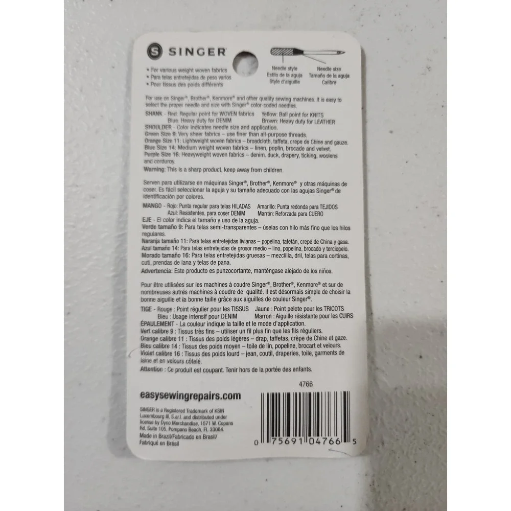 SINGER UNIVERSAL SEWING MACHINE NEEDLES Assorted SIZES 80/11 90/14 100/16 20/22